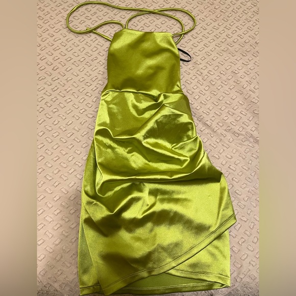 SATIN GREEN DRESS - Picture 1 of 2